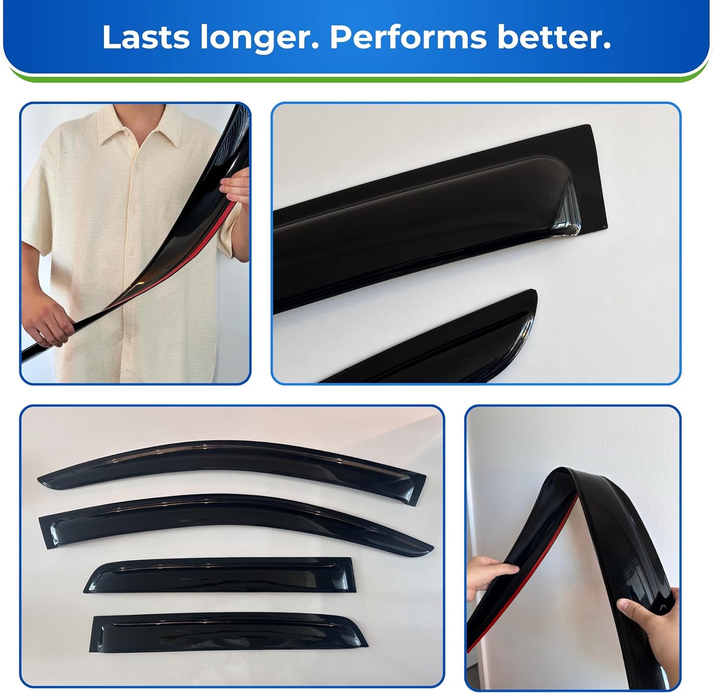 KPY Window Visor Compatible with Lexus IS300 IS350 IS500 2021-2023, 4PC Rain Guard Side Window Vent Deflectors Tape-On Style, 2021 2022 2023