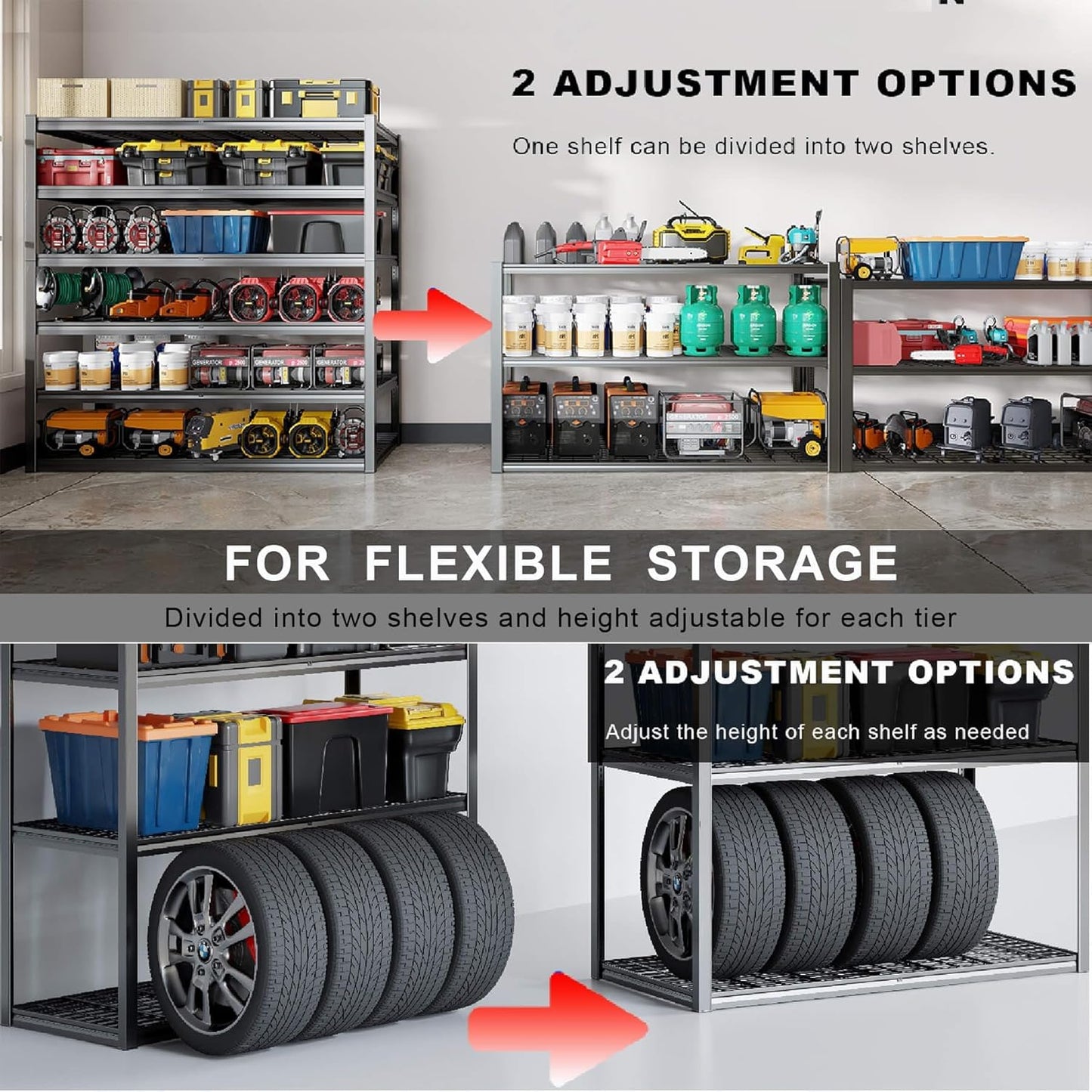 50" W Garage Shelving Heavy Duty, 6 Tier Garage Shelves, 50" W x 84" H x 24" D Adjustable Storage Shelving Unit, Commercial Metal Shelves for Warehouse, Basement, Shop,3 Pack