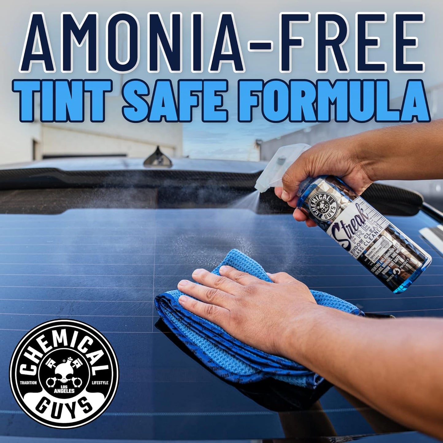 Chemical Guys CLD300 Streak Free Glass & Window Cleaner (Works on Glass, Windows, Mirrors, Navigation Screens & More; Car, Truck, SUV and Home Use), Ammonia Free & Safe on Tinted Windows, 128 fl oz