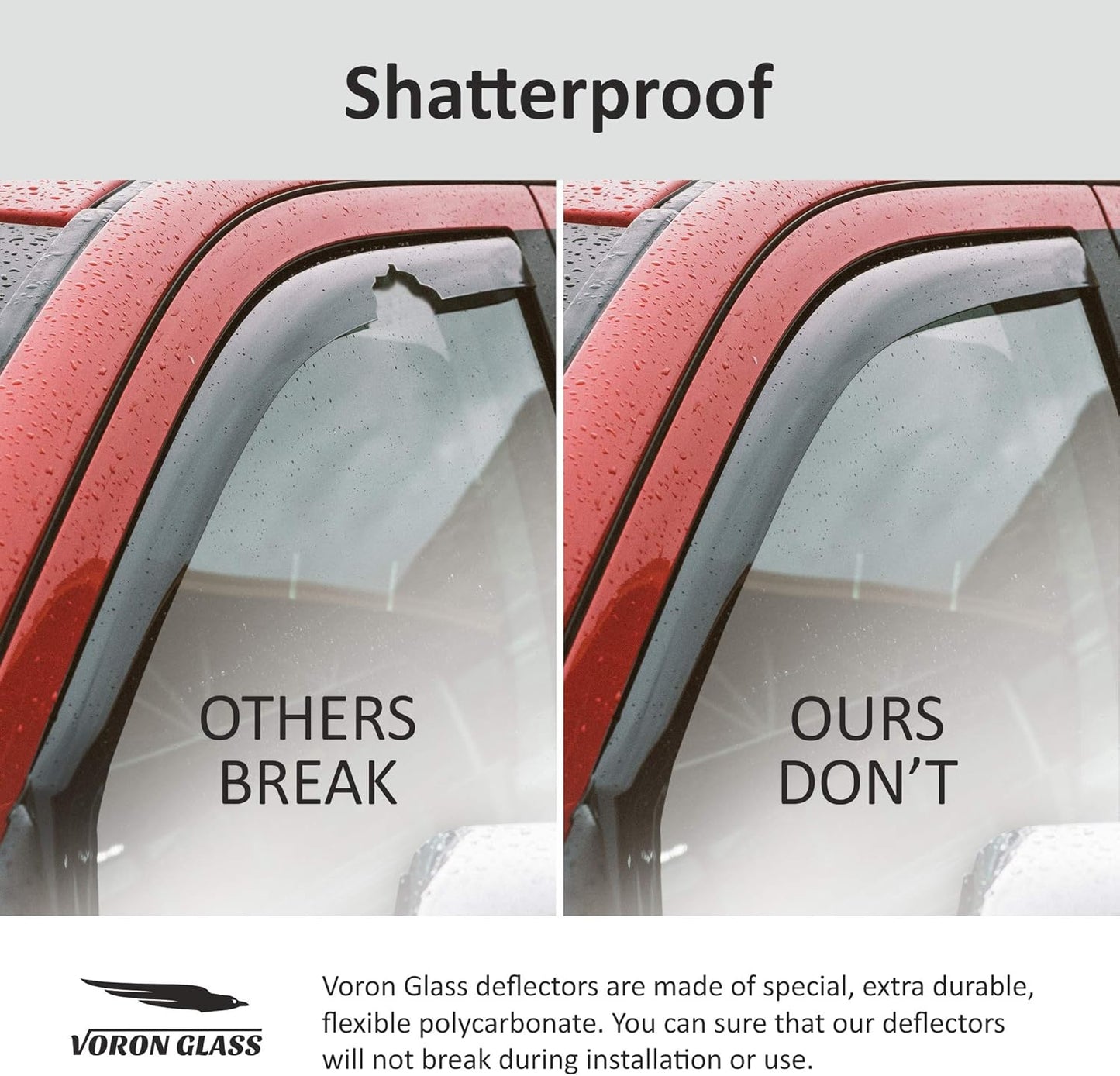 Voron Glass in-Channel Extra Durable Rain Guards for Trucks Toyota Tacoma 2005-2015 Double Cab, Window Deflectors, Vent Window Visors, 4 Pieces - 200841