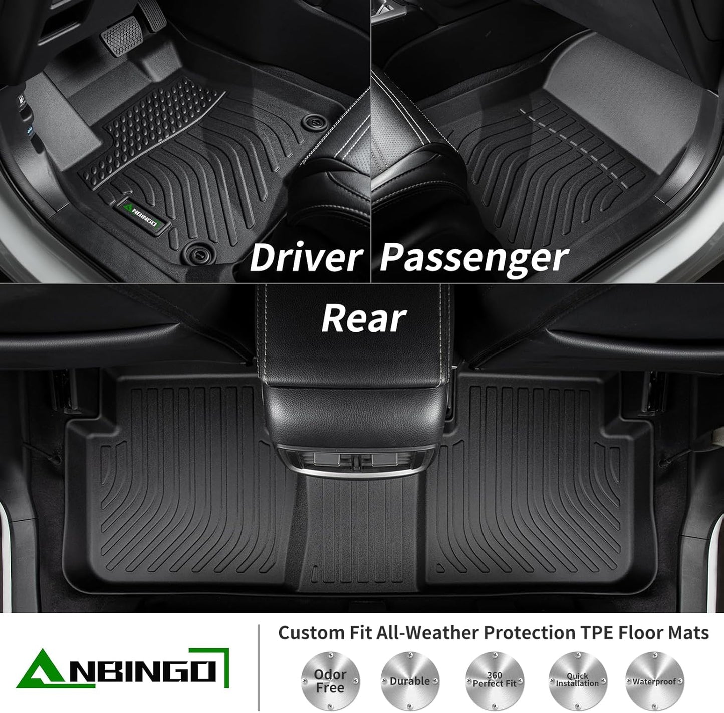 ANBINGO-Floor Mats & Cargo Liner Fit for Mazda CX5 2022-2024 2025 TPE All Weather Protection Anti-Slip Automotive CX-5 Floor Mats Trunk Mat Set CX-5 Accessories, Black