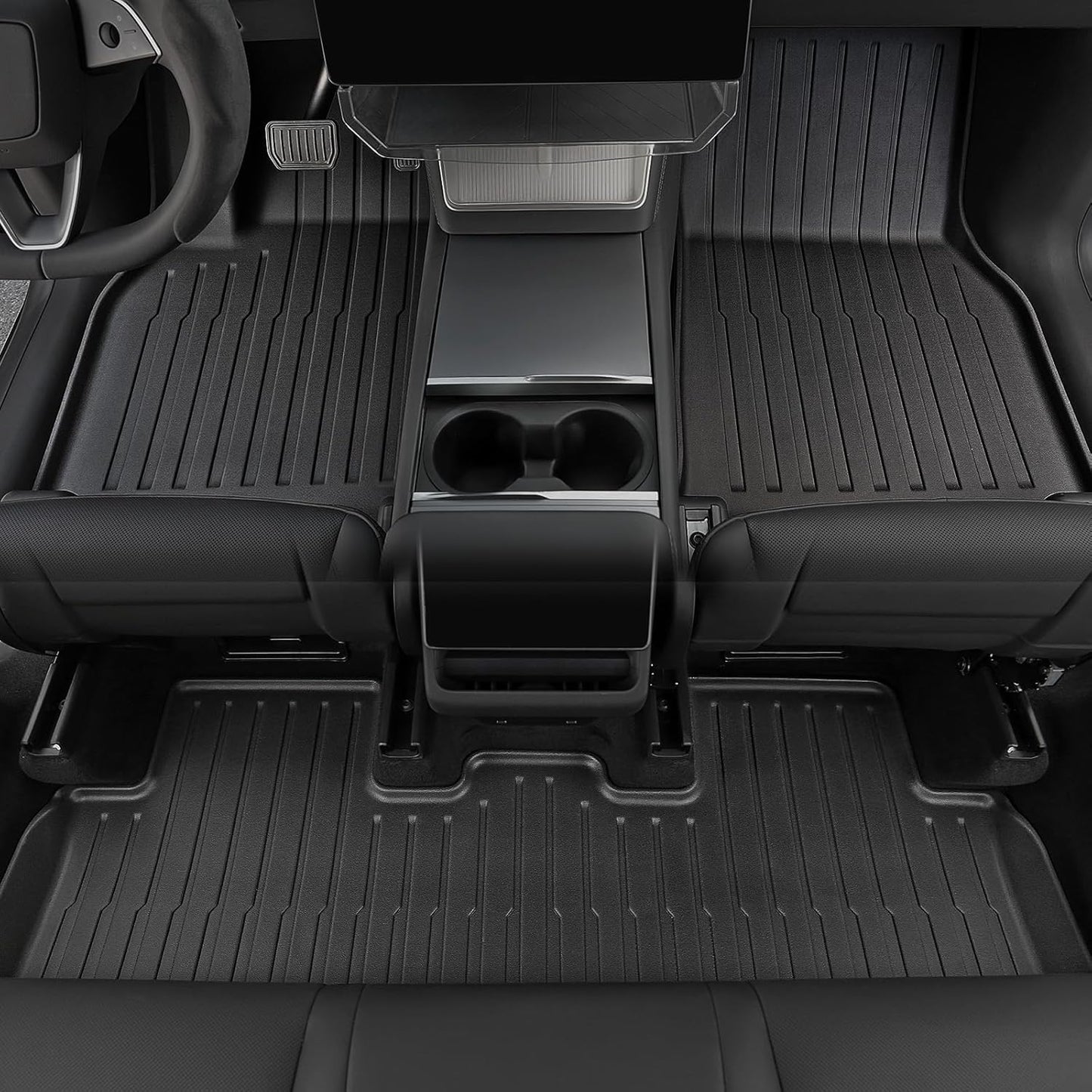 Floor Mats Set for 2025 2026 Tesla Model Y Juniper Accessories, Full Coverage All Weather Floor Mats Cargo Mat with Backrest Protectors