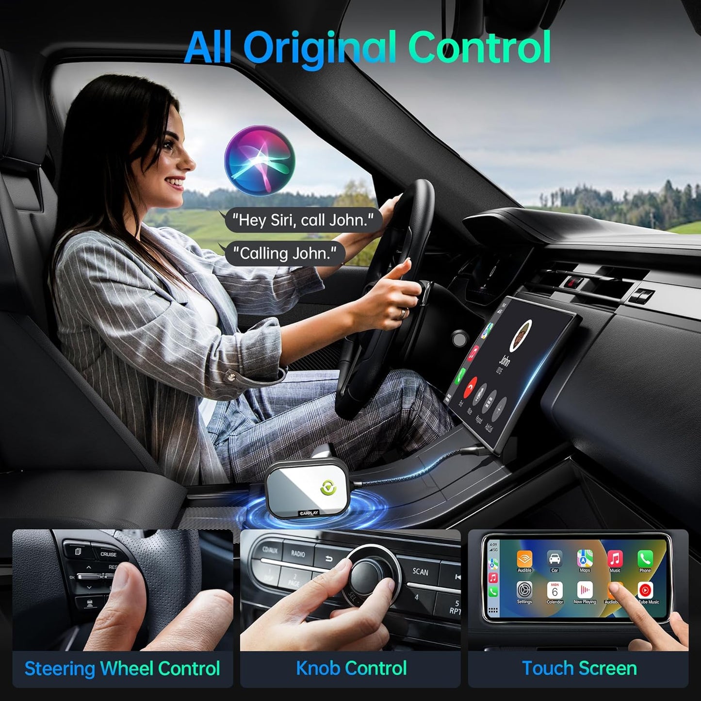 Wireless CarPlay Adapter for Apple iPhone, Converts Factory Wired CarPlay to Wireless CarPlay 2024 Upgrade Plug & Play Auto Connect Fast Easy Use for Cars from 2017 & iPhone iOS 10+ Matte Black