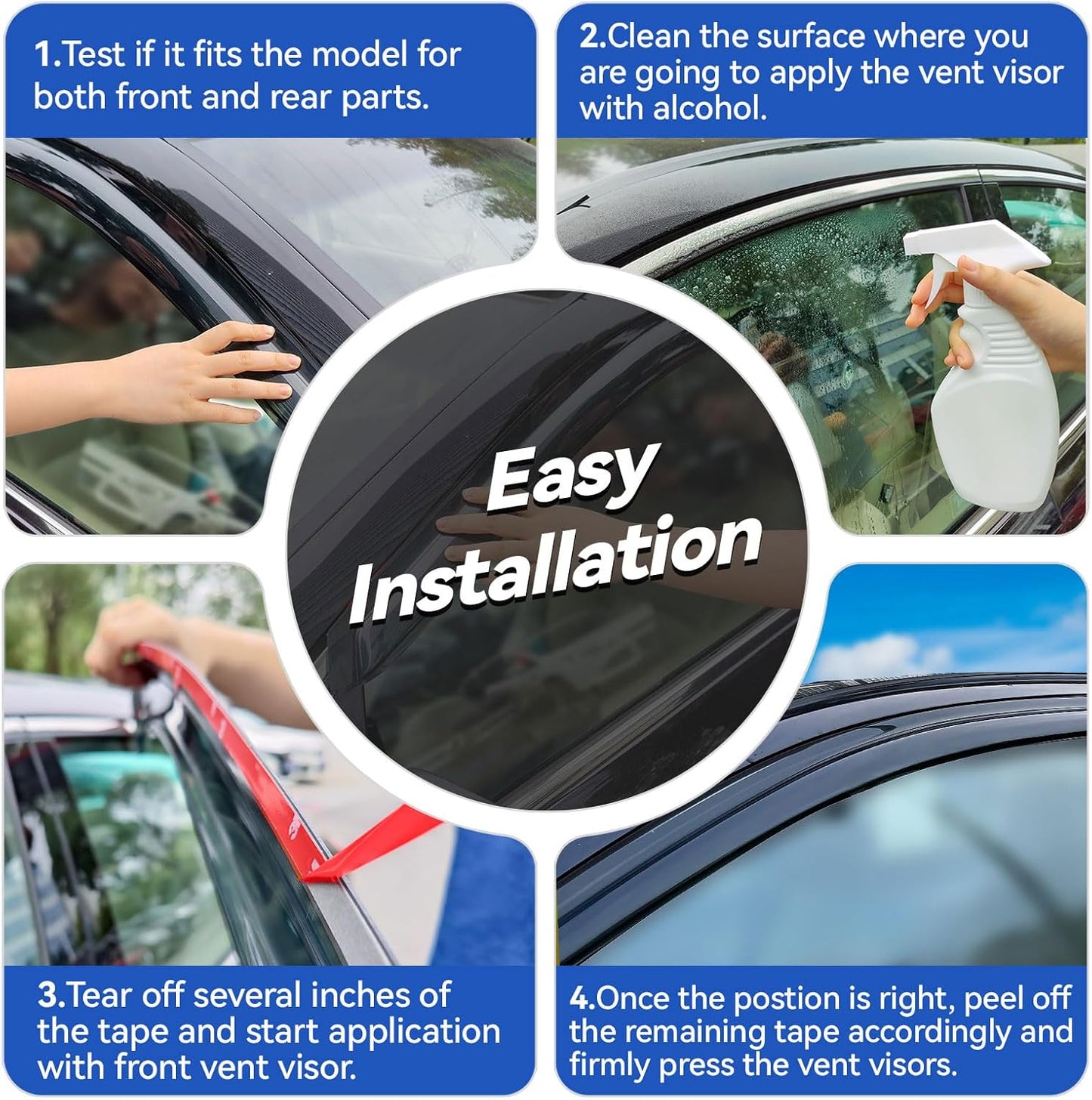 Window Visors Rain Guards Shield for 2011-2015 Cruze Sedan, Out-Channel Window Vent Wind Deflectors Visors Shades for 2016 Cruze Limited