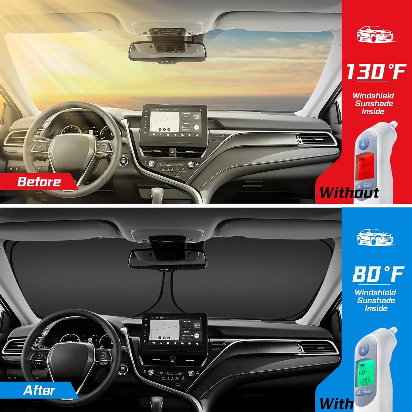 ARISMOTOR Windshield Sun Shade for Honda Accord Sedan 2018-2025, Custom Fit Foldable Front Window Sunshade Sun Visor Protector, Block UV Rays Keep Your Car Cooler