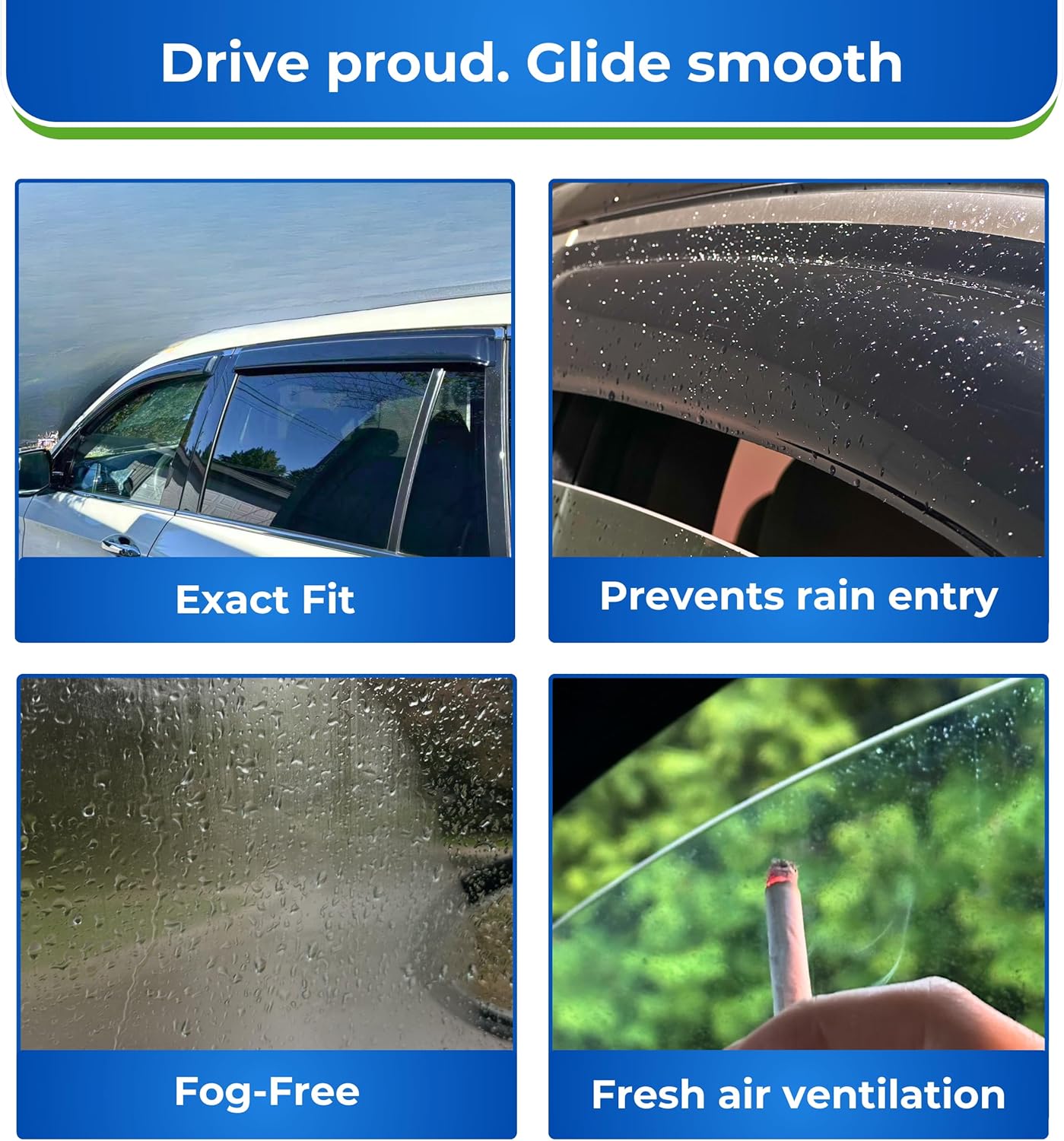 KPY Window Visor Compatible with Kia Soul 2020-2024, 4PC Rain Guard Side Window Vent Deflectors Tape-On Style, 2020 2021 2022 2023 2024
