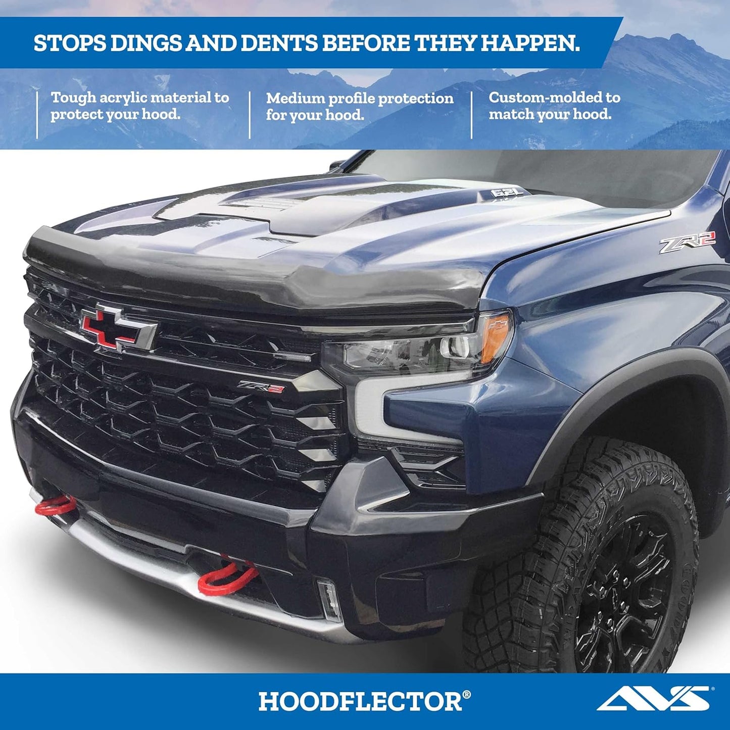 Auto Ventshade [AVS] Hoodflector Bug Shield / Hood Protector | Fits 2016 - 2023 Toyota Tacoma, 1 pc. | Dark Smoke - 21681