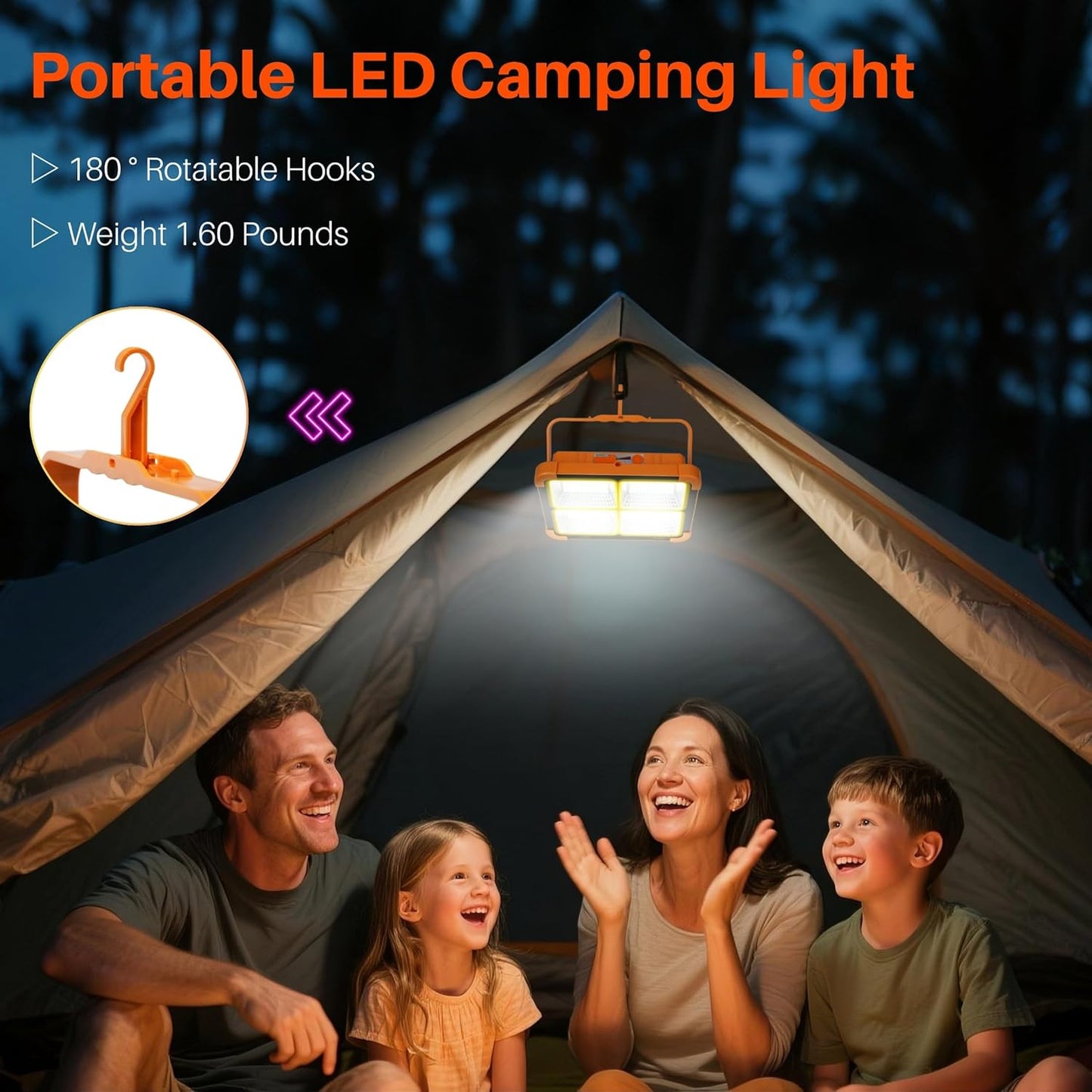 LED Solar Work Light with Magnetic, 5 Lighting Modes, IP66 Waterproof, Long Runtime, Portable Rechargeable Outdoor Working Light for Repair, Job Site, Camping, Emergency, Power Cut