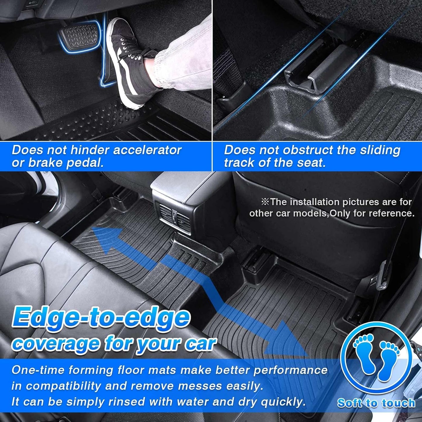 Cartist Floor Mats Custom Fit for Ford Escape/C-max 2013 2014 2015 2016 2017 2018 2019 All Weather Floor Liners for Ford Escape Accessories Carpet Protection TPE Odorless