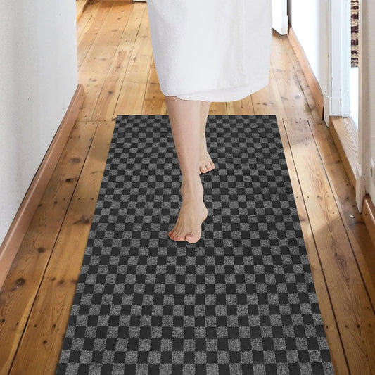 Custom Size Backed Non-Slip Area Rugs Runner, Easy Clean, Waterproof Runner Rugs for Hallway Entryway, Kitchen, Laundry, 2FT x 71FT, Gray Checkered