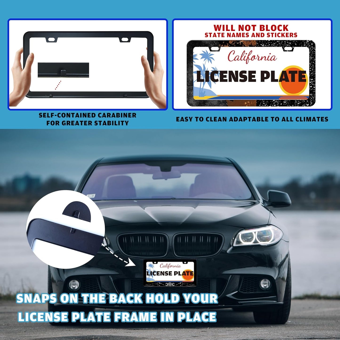 Triple Goddess License Plate Frame Mountains Moon License Plate Holder for Front or Rear Car Tags Reusable Durable Stainless Steel Car Funny Decoration with Screws 6.3 X 12.2 Inch for Men Women