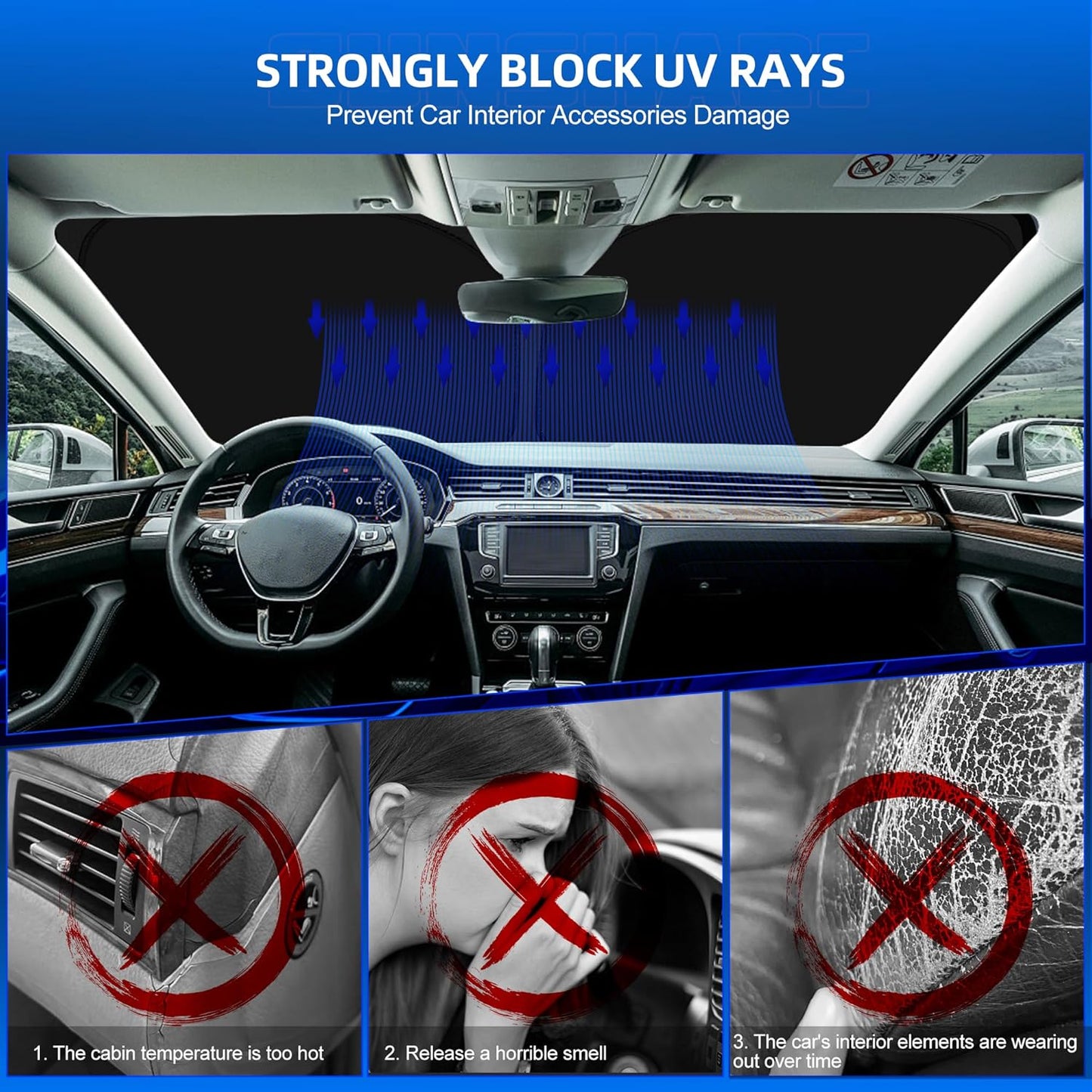 Windshield Sun Shade for S-ubaru Crosstrek 2013-2017 Foldable Sunshade Custom Fit Front Window Car Interior Accessories Protector Blocks UV Rays
