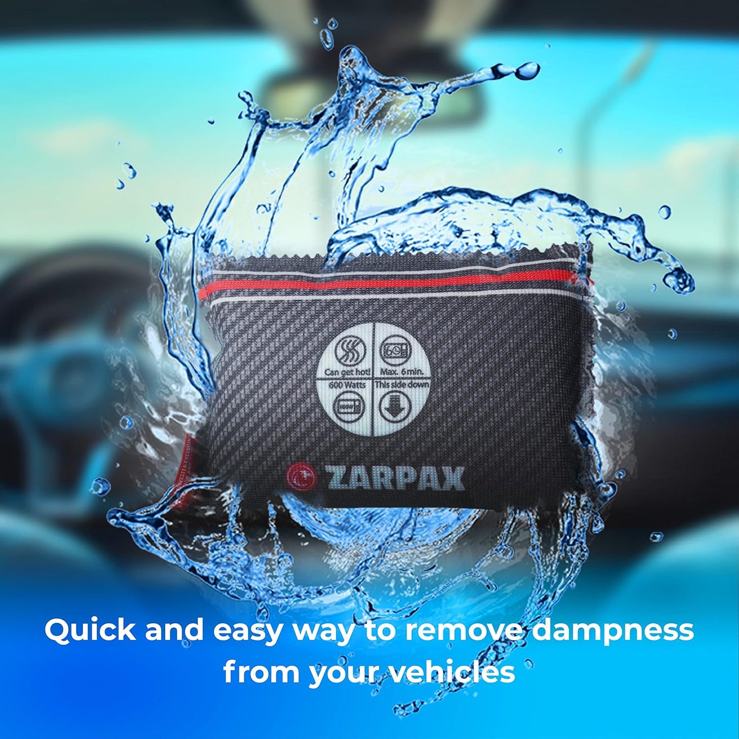 Reusable Car Dehumidifier - Rechargeable Dehumidifier for Car, Trucks, and RVs - Prevent Damp & Moisture on Windscreens with this Portable Moisture Absorber for Car - Anti Fog Car Windshield