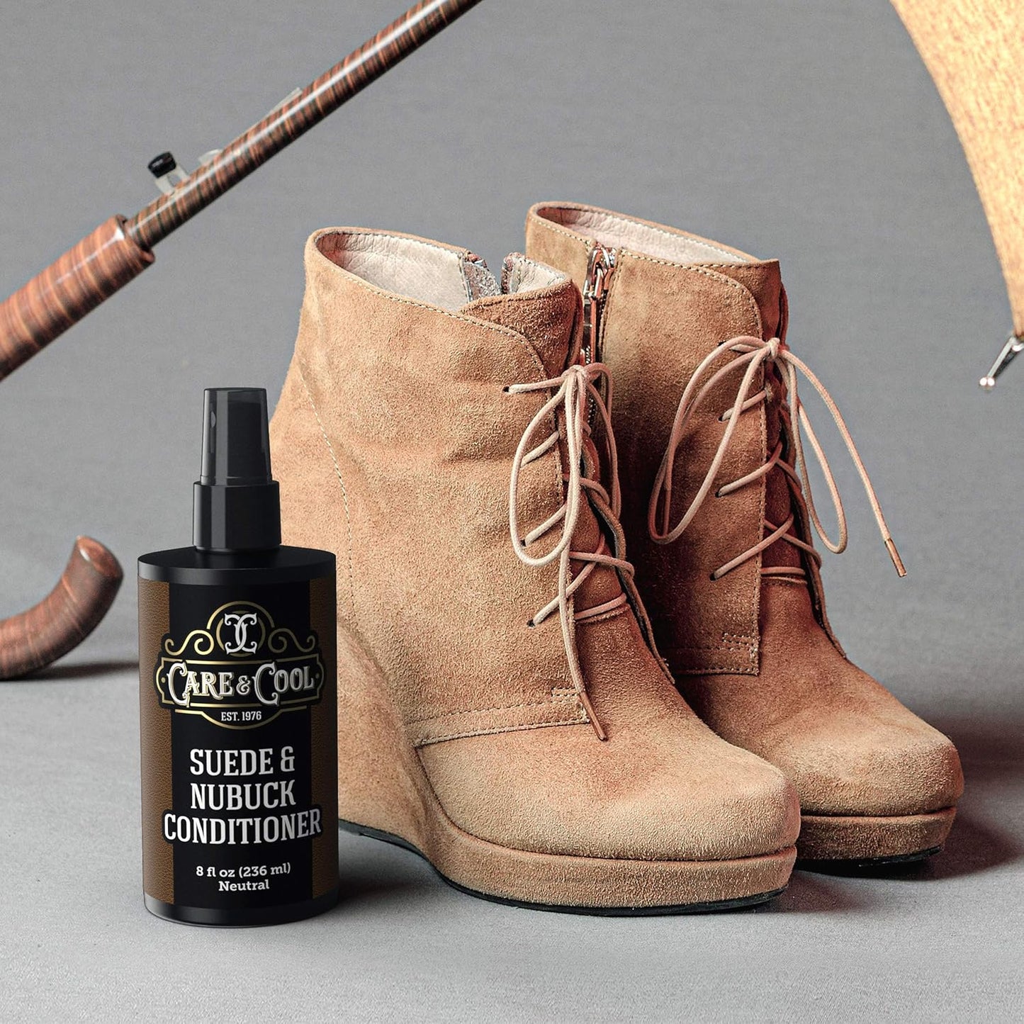 Care & Cool Suede and Nubuck Conditioner, Renovator, and Protector. Your Best Choice for Waterproofing and Rejuvenating The Delicate Structure Against The Elements and Abrasive Impurities (8 Fl Oz)